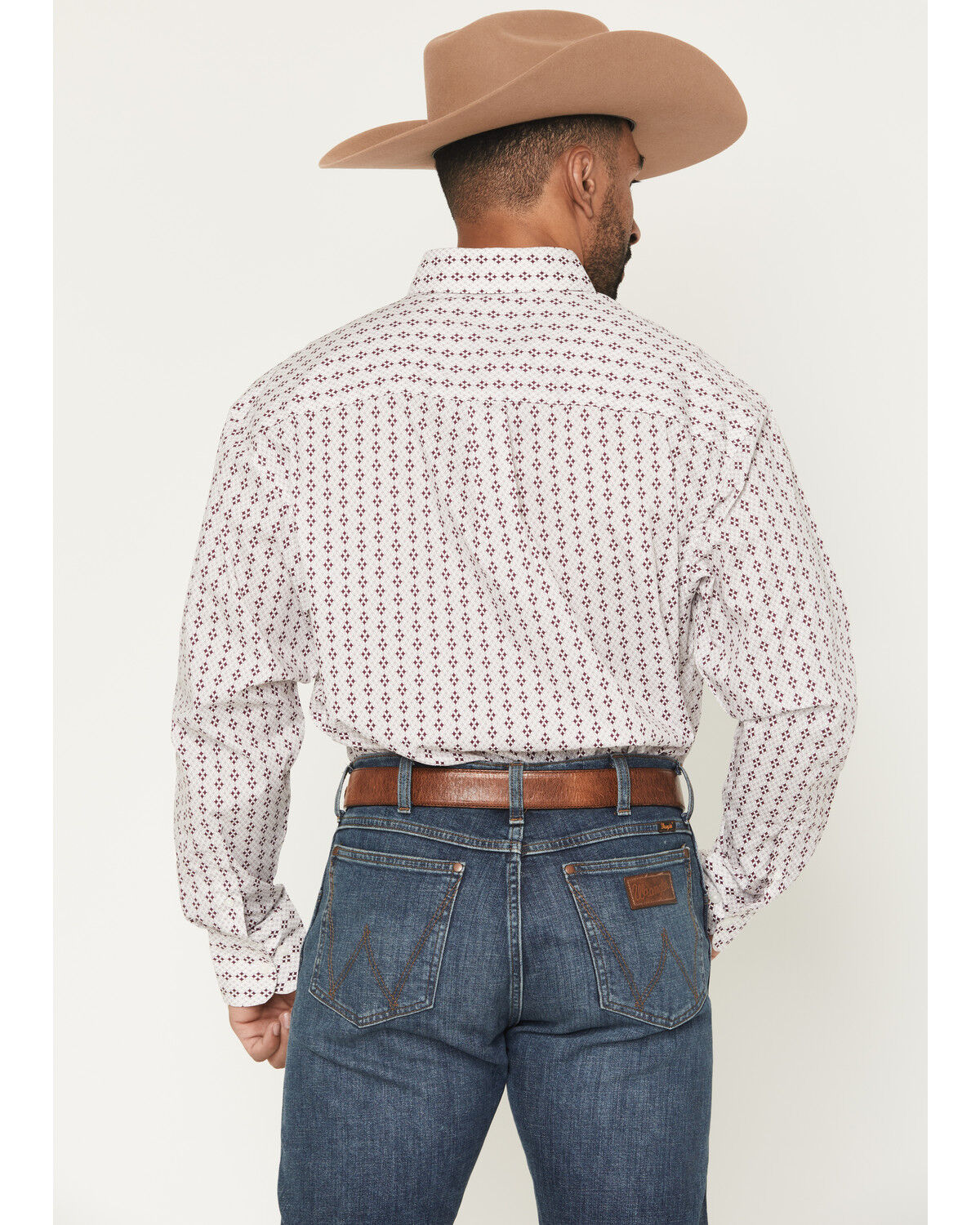 Image #4 - Wrangler Men's Classics Geo Print Long Sleeve Button-Down Western Shirt, White, hi-res