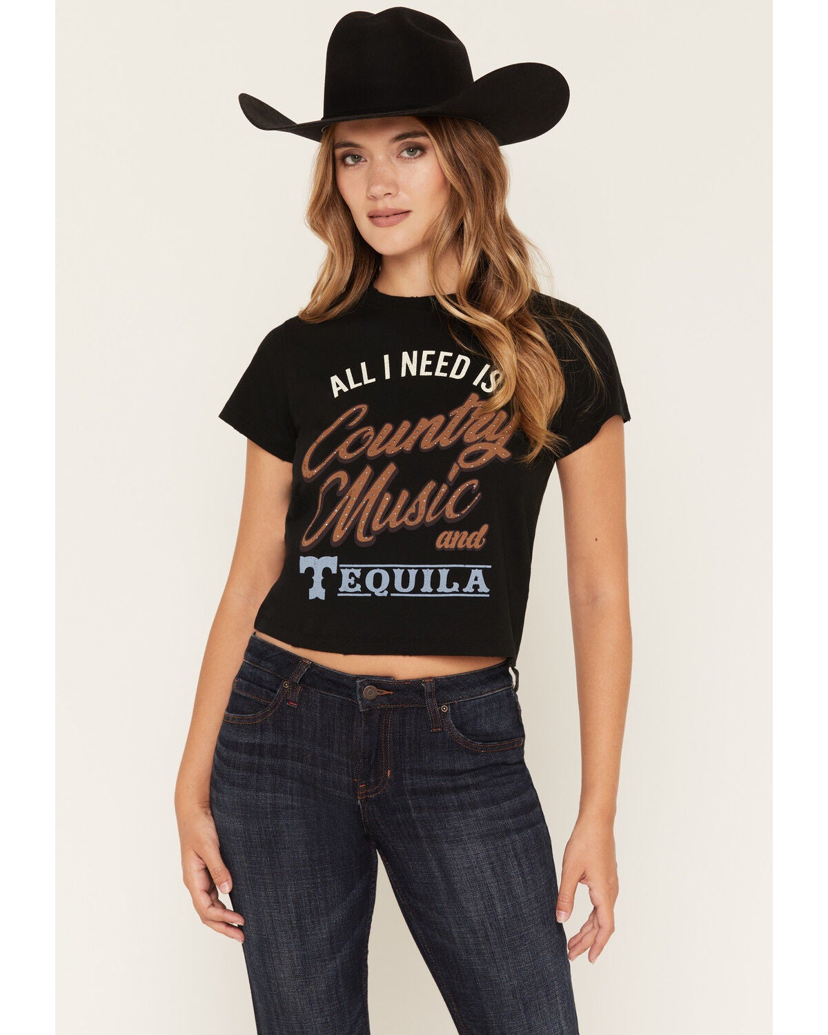 Idyllwind Women's Country Music And Tequila Short Sleeve Graphic Tee, Black, hi-res