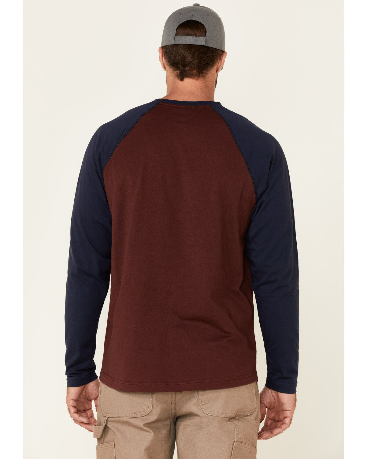 Image #4 - Hawx Men's Dark Red Original Baseball Crew Long Sleeve Work T-Shirt, Dark Red, hi-res