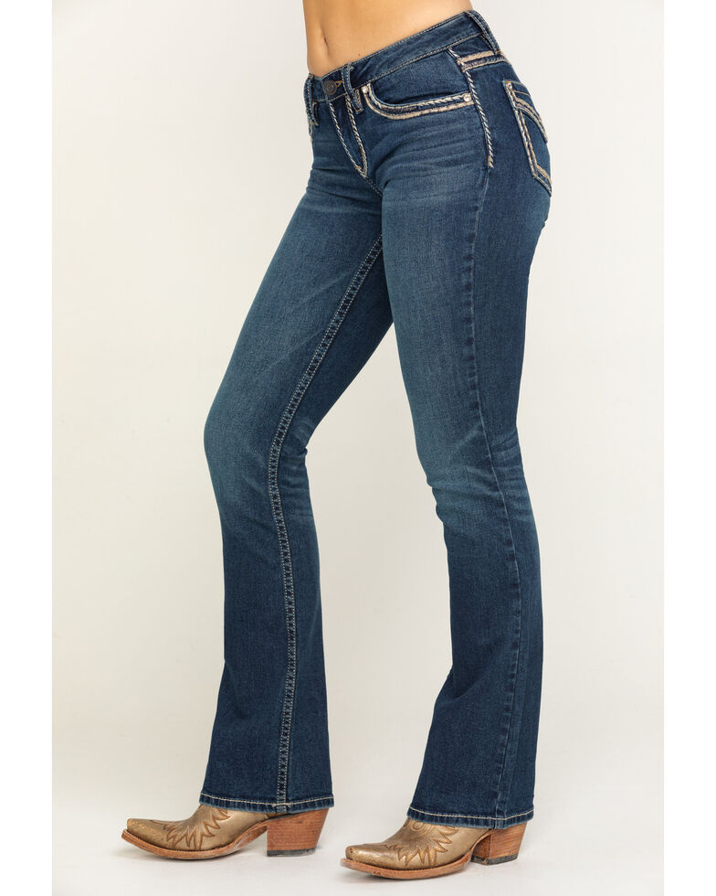 high rise dark wash bootcut jeans