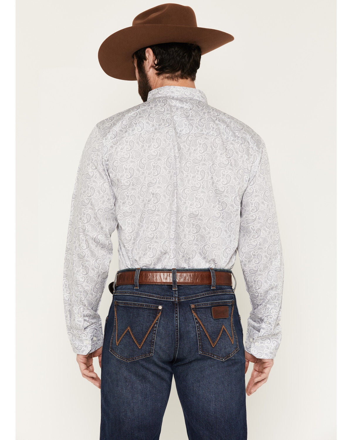 Image #4 - Wrangler X Cody Johnson Men's Paisley Print Long Sleeve Button-Down Western Shirt, Charcoal, hi-res