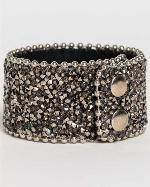 Shyanne® Women's Crystal Snap Cuff Bracelet, Black, hi-res