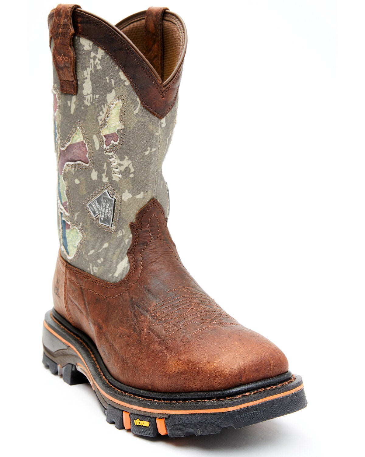 Cody James Men's 12" Camo Decimator Western Work Boots - Soft Toe, Brown, hi-res