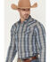 Image #2 - Cody James Men's Wild Creek Plaid Print Long Sleeve Snap Western Shirt, Blue, hi-res