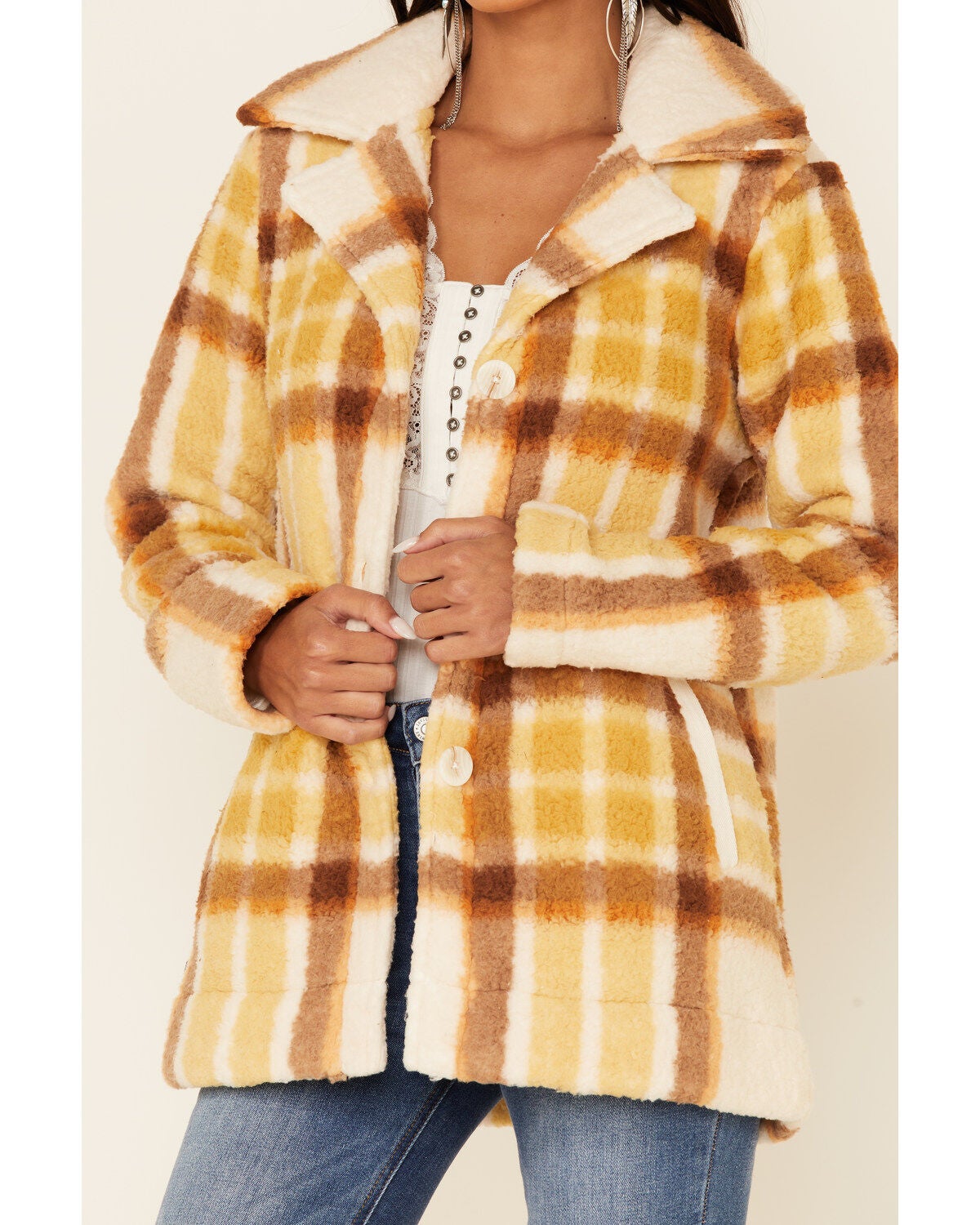 fleece plaid jacket