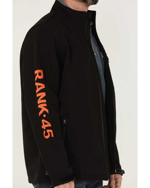 Image #3 - RANK 45® Men's Rodeo Logo Sleeve Zip-Front Softshell Jacket , Black, hi-res