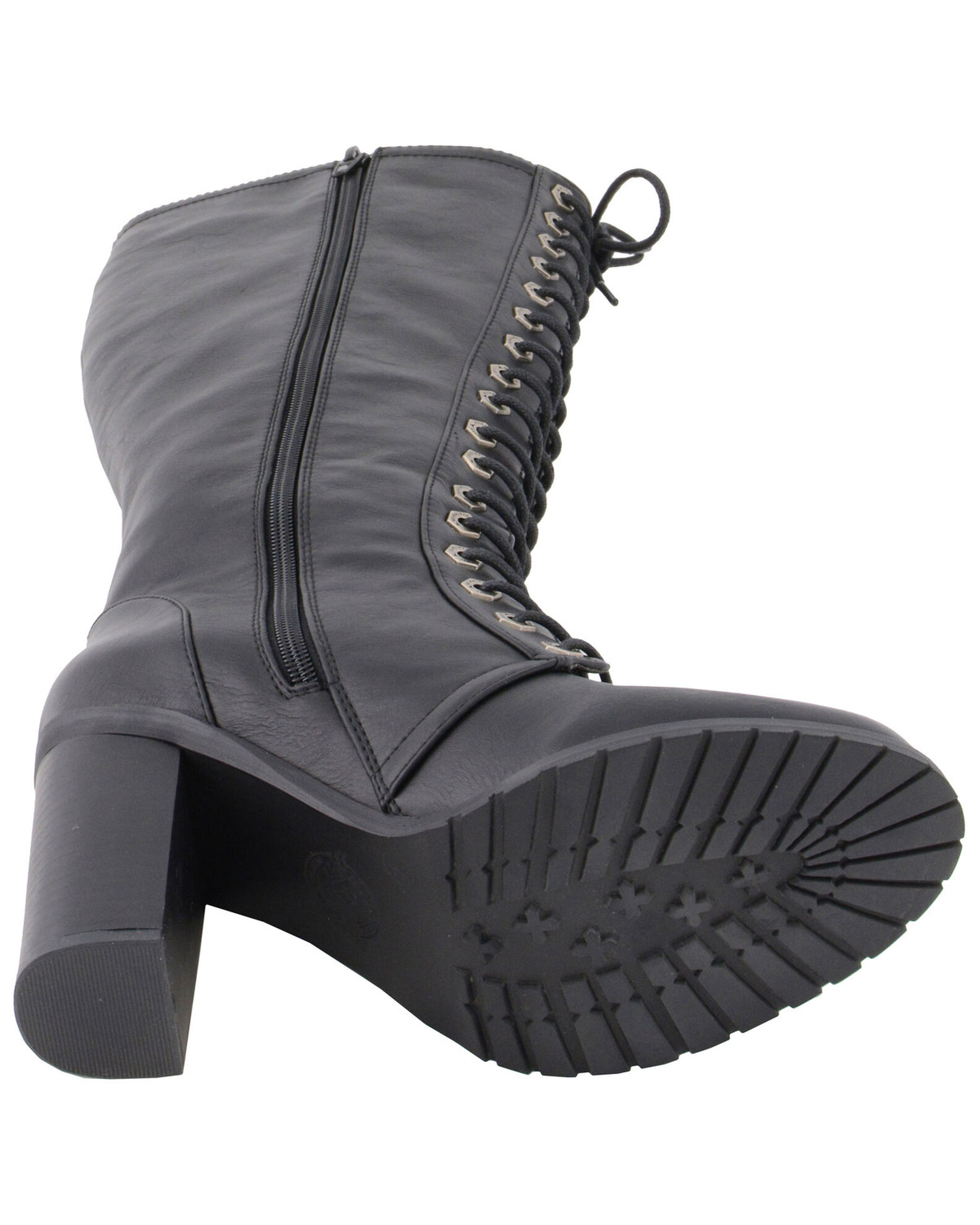 Image #6 - Milwaukee Leather Women's Lace To Toe Boots - Round Toe, Black, hi-res