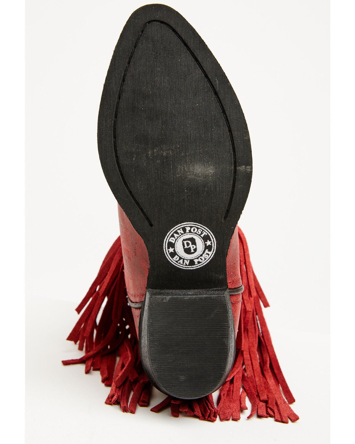 Image #7 - Dan Post Girls' Happy Trails Fringe Western Boots - Snip Toe, Red, hi-res