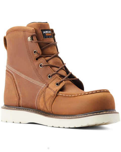 Ariat Men's Rebar 6" Waterproof Work Boots - Composite Toe , Brown, hi-res