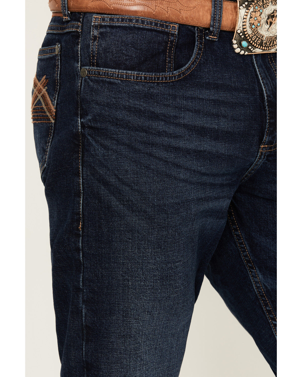 Image #2 - Wrangler 20X Men's Ellison Dark Wash Bootcut Stretch Denim Jeans - Tall, Dark Medium Wash, hi-res