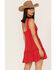 Maggie Sweet Women's Jazmin Eyelet Lace Ruffle Dress, Red, hi-res