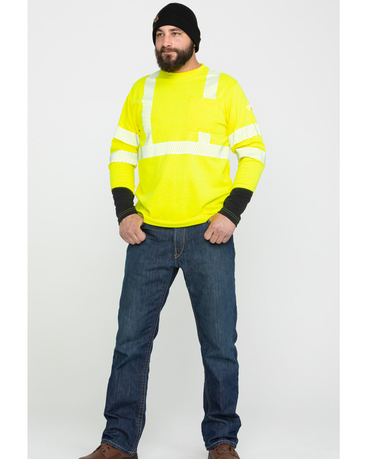 Image #6 - Ariat Men's FR Crew Hi-Vis Long Sleeve Work Pocket T-Shirt - Big & Tall, Yellow, hi-res