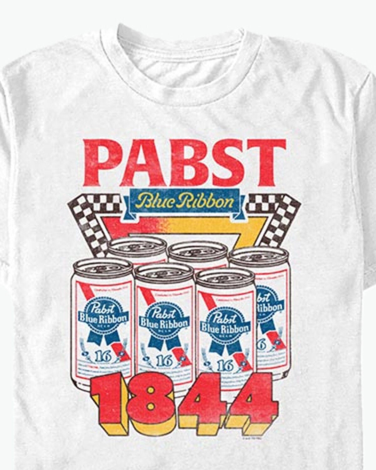 Image #1 - Pabst Men's Checker Short Sleeve Graphic T-Shirt, White, hi-res
