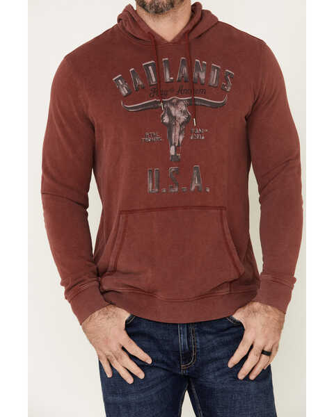 Image #3 - Flag & Anthem Men's Badlands USA Fleece Hooded Sweatshirt , Maroon, hi-res