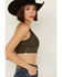 Image #2 - Wishlist Women's Strappy Lace Applique Scallop Lace Bralette, Olive, hi-res