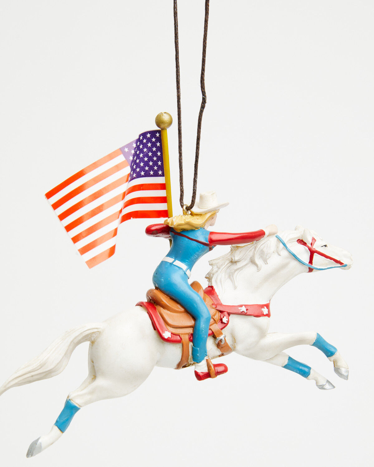 Image #2 - Kurt Adler Cowgirl Riding White Horse Patriotic Ornament, Multi, hi-res