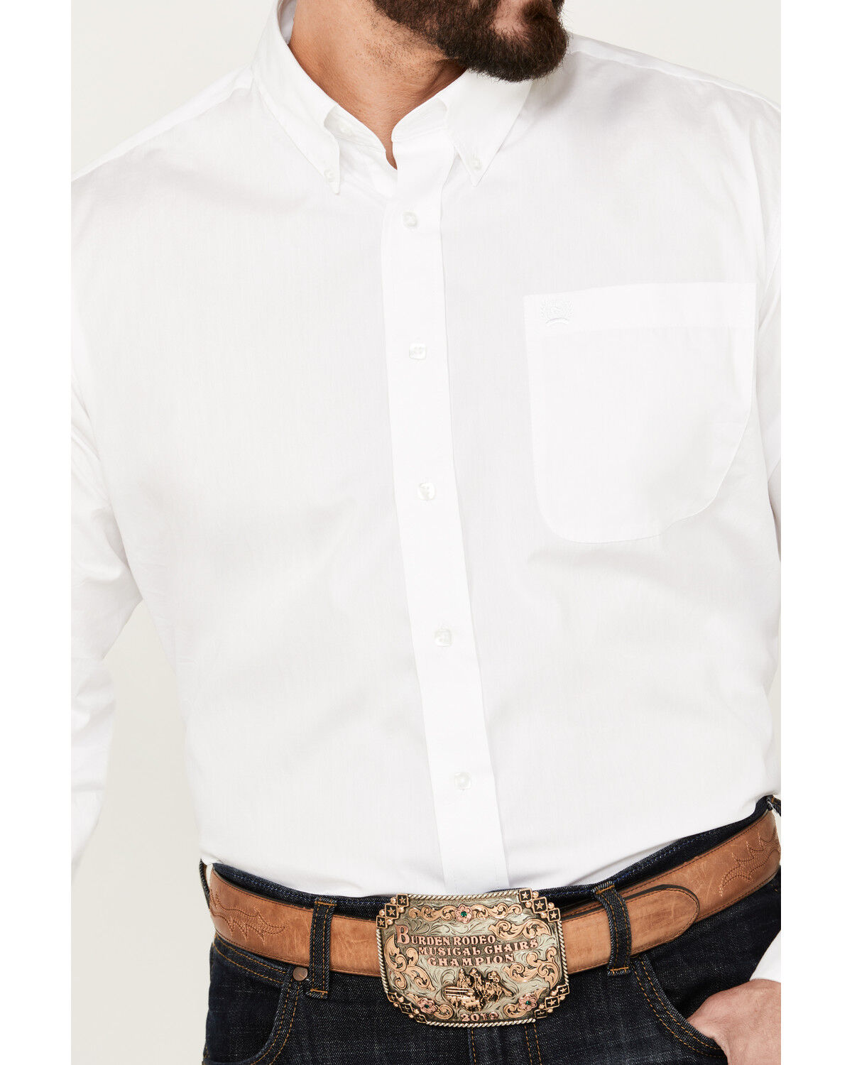 Image #3 - Cinch Men's Solid Long Sleeve Western Shirt, White, hi-res