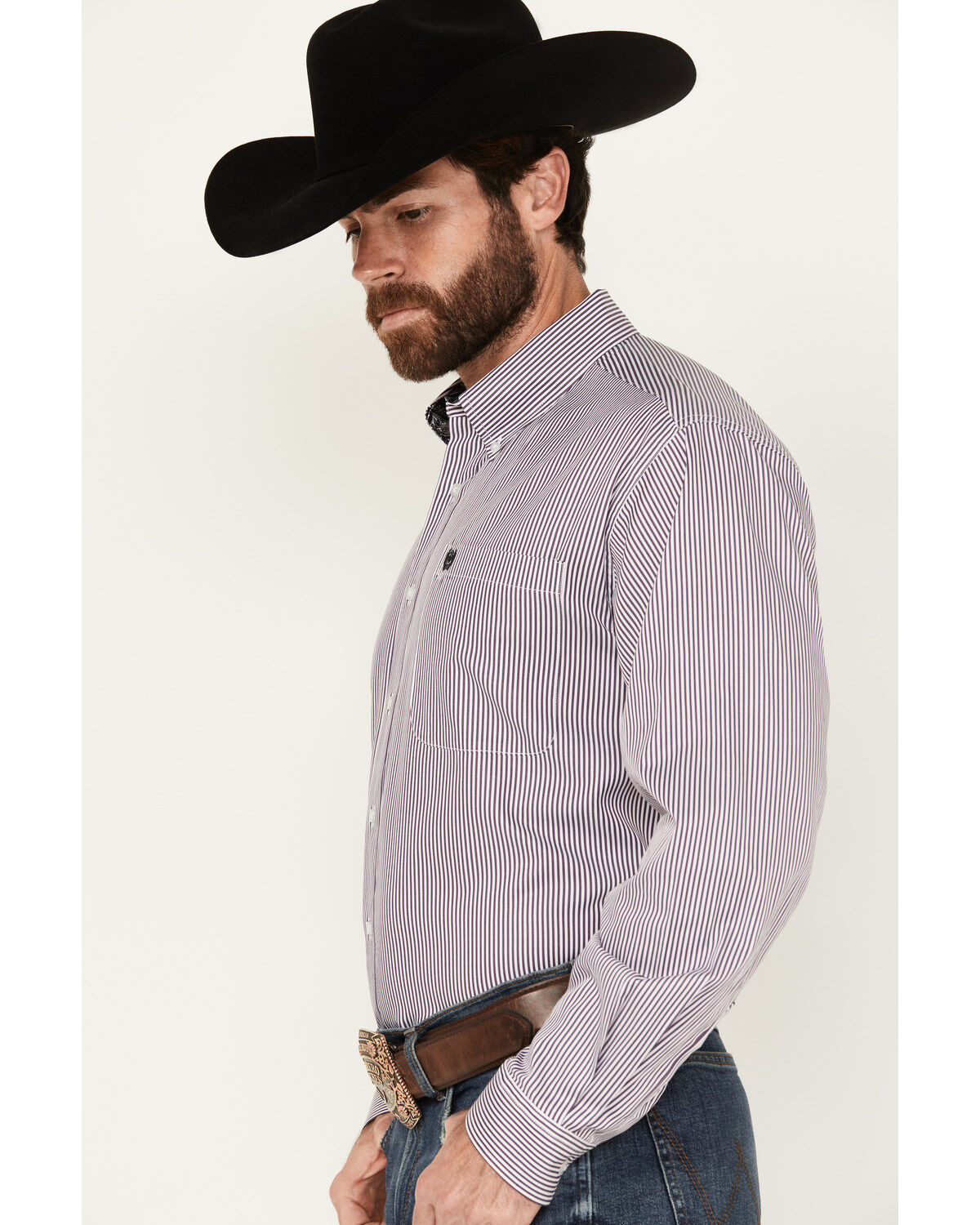 Product Name:  Cinch Men's Tencel Striped Long Sleeve Button-Down Western Shirt