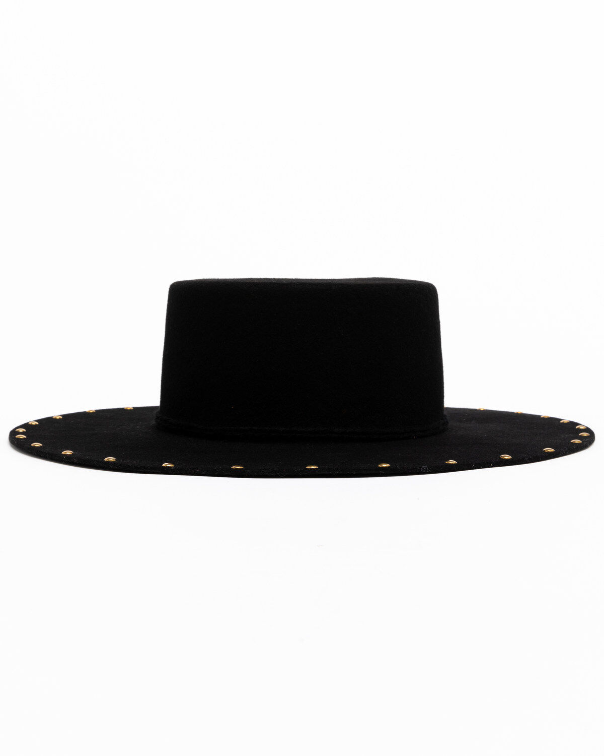 Image #2 - Shyanne Women's Boater Gold Stud Western Wool Felt Hat , Black, hi-res