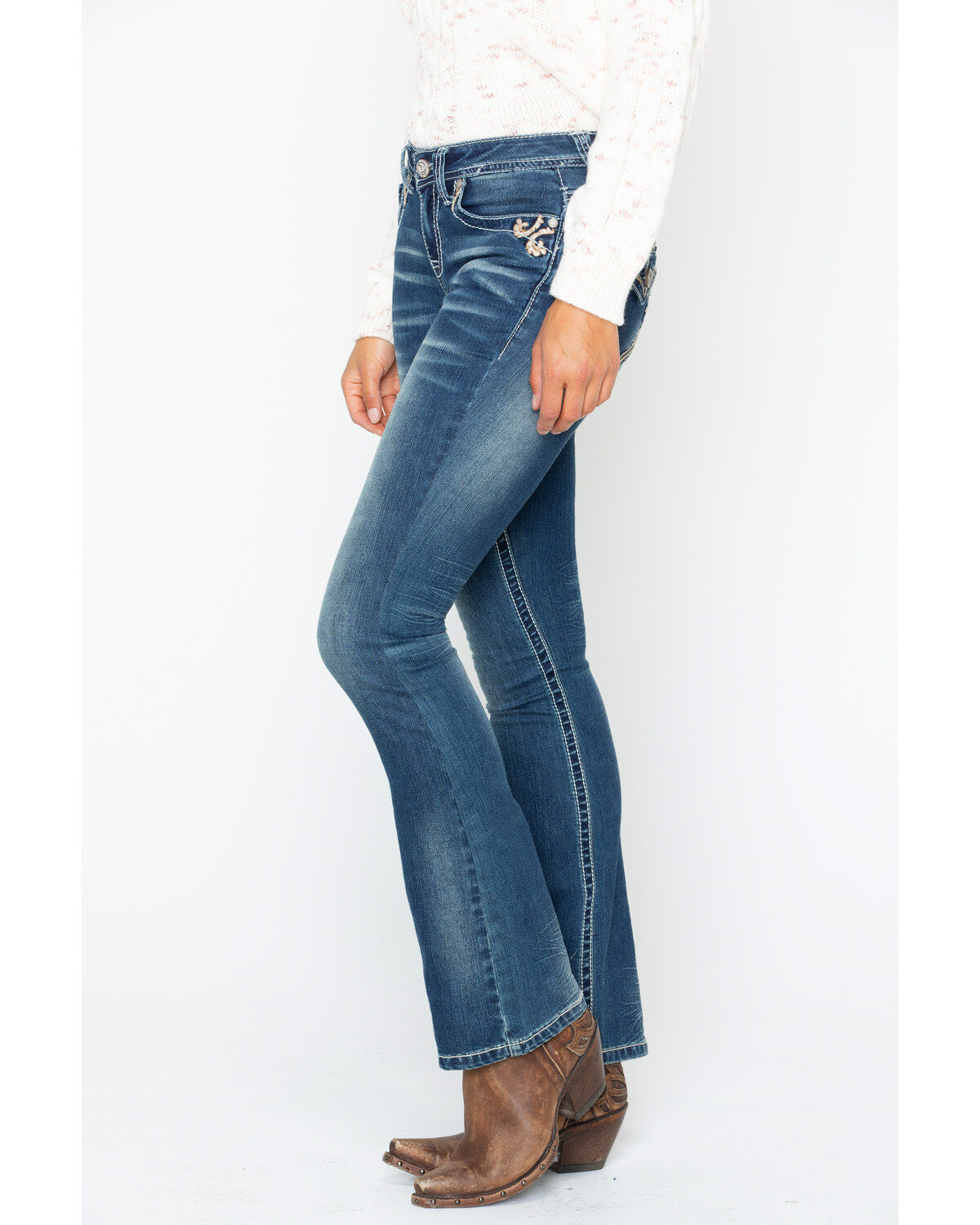 Image #3 - Shyanne Women's Gold Scroll Embroidered Bootcut Jeans, , hi-res