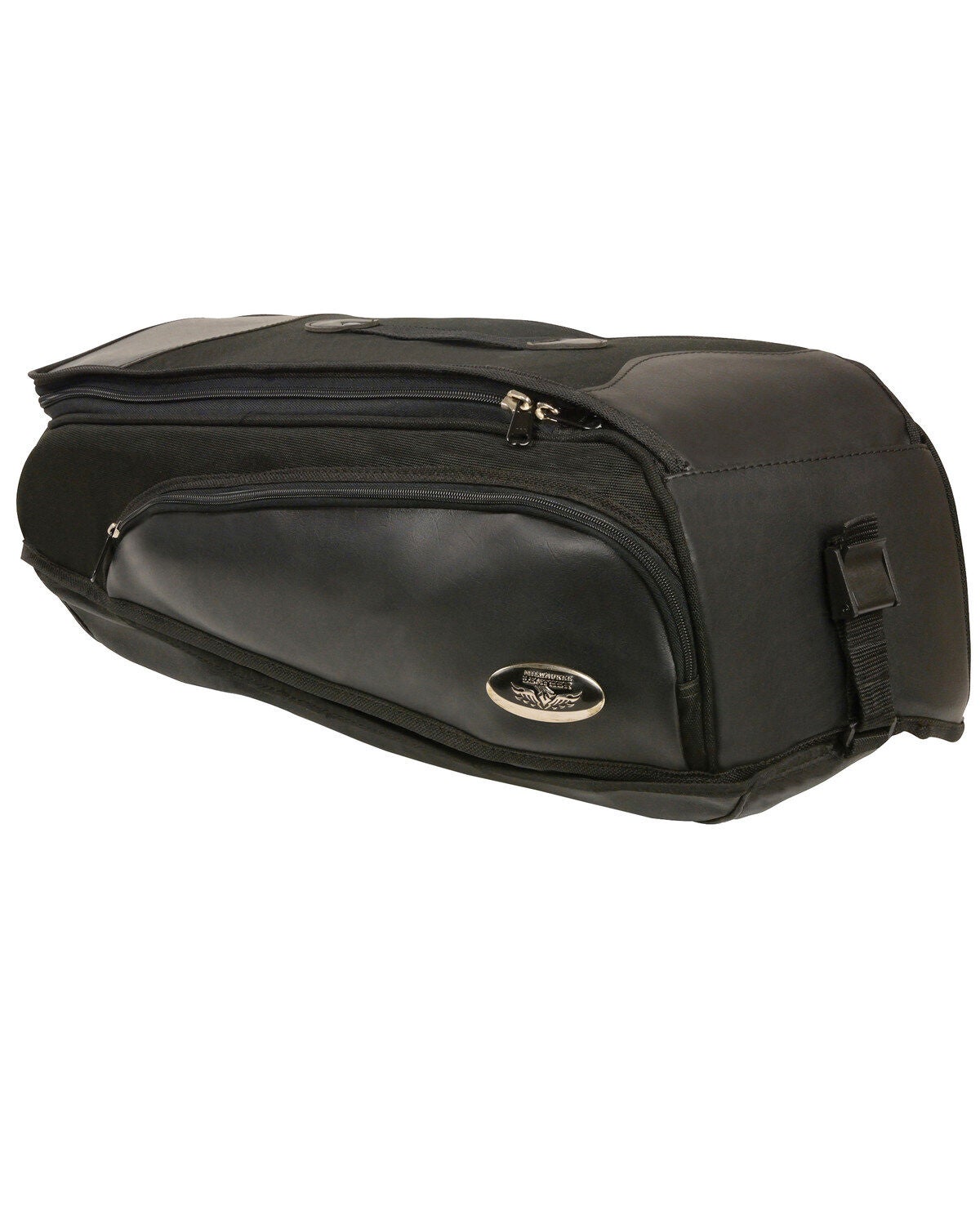 Milwaukee Leather Black Long Textile Back Rack Travel Bag, Black, hi-res