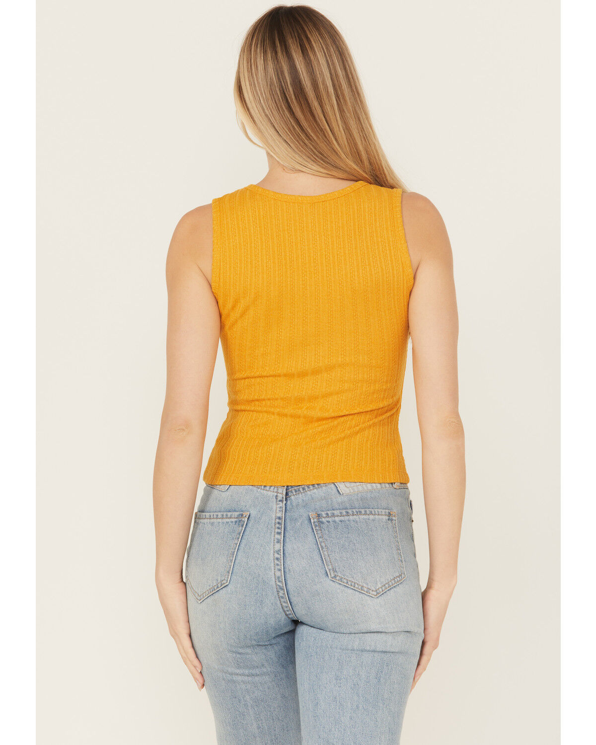 Image #4 - Shyanne Women's Pointelle Rib Knit Tank Top, Gold, hi-res