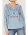 Image #2 - Roper Women's Embroidered Front Southwestern Denim Pullover Shirt, Blue, hi-res