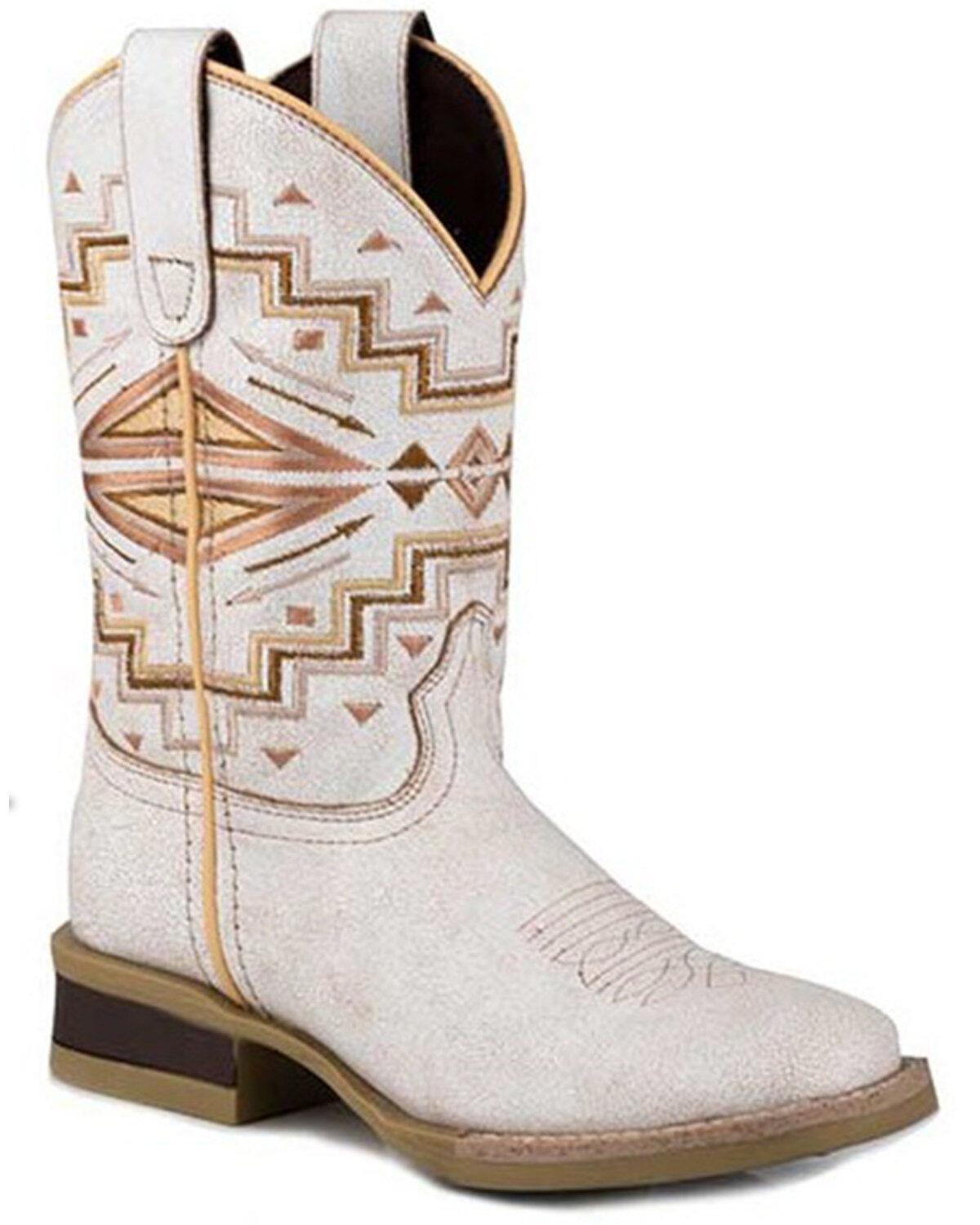 Image #1 - Roper Little Boys' Monterey Southwestern Western Boots - Square Toe, White, hi-res