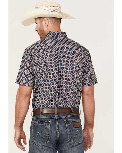 Cinch Men's ARENAFLEX Geo Print Short Sleeve Button Down Western Shirt , Navy, hi-res