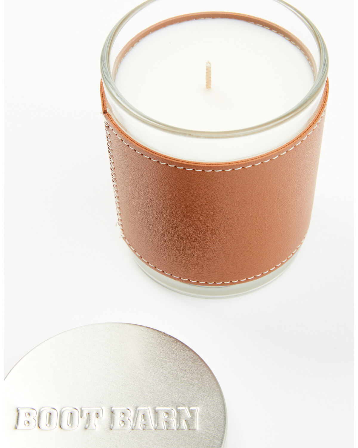 Image #1 - Boot Barn Bourbon Tobacco Leather Bound 8oz Soy Candle, Brown, hi-res