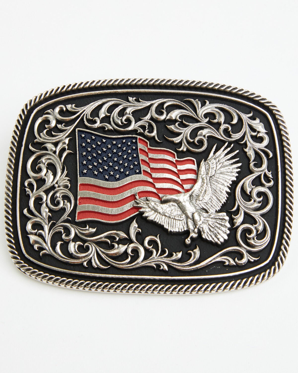 Image #1 - Cody James Eagle Flag Belt Buckle, Silver, hi-res