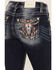 Miss Me Women's Medium Wash Mid Rise Embroidered Floral Steer Head & Sequin Bootcut Jeans , Dark Blue, hi-res