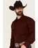 Image #2 - Roper Men's Amarillo Solid Long Sleeve Snap Western Shirt, Burgundy, hi-res