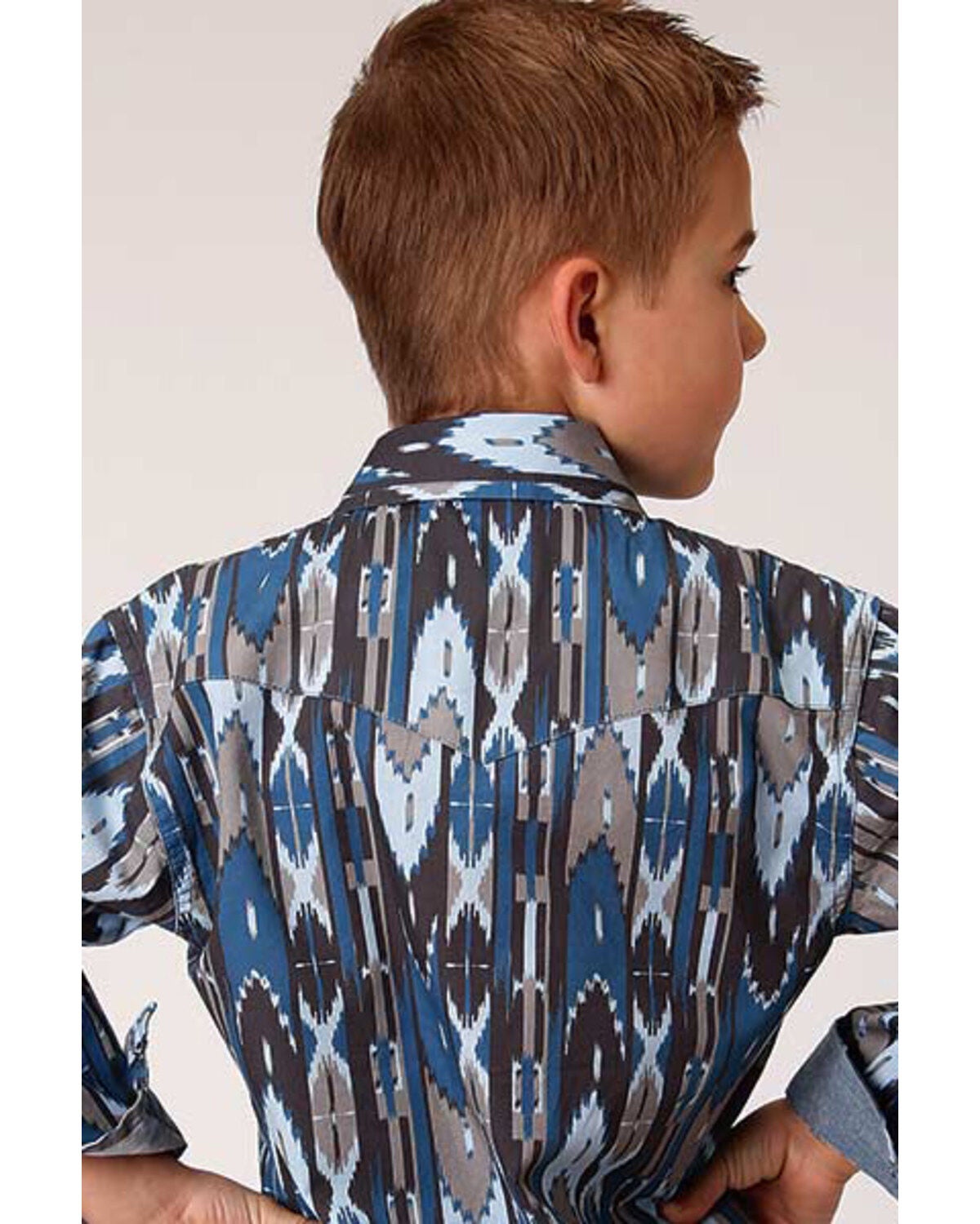 Image #2 - Roper Boys' West Made Midnight Southwestern Print Long Sleeve Western Shirt, , hi-res