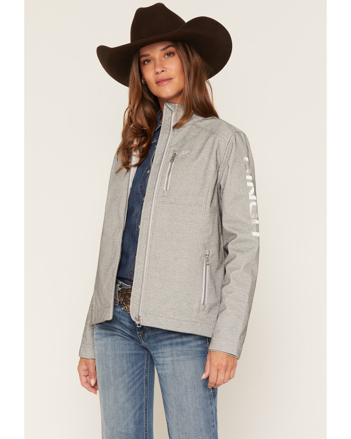 Image #1 - Cinch Women's Concealed Carry Bonded Jacket, Grey, hi-res