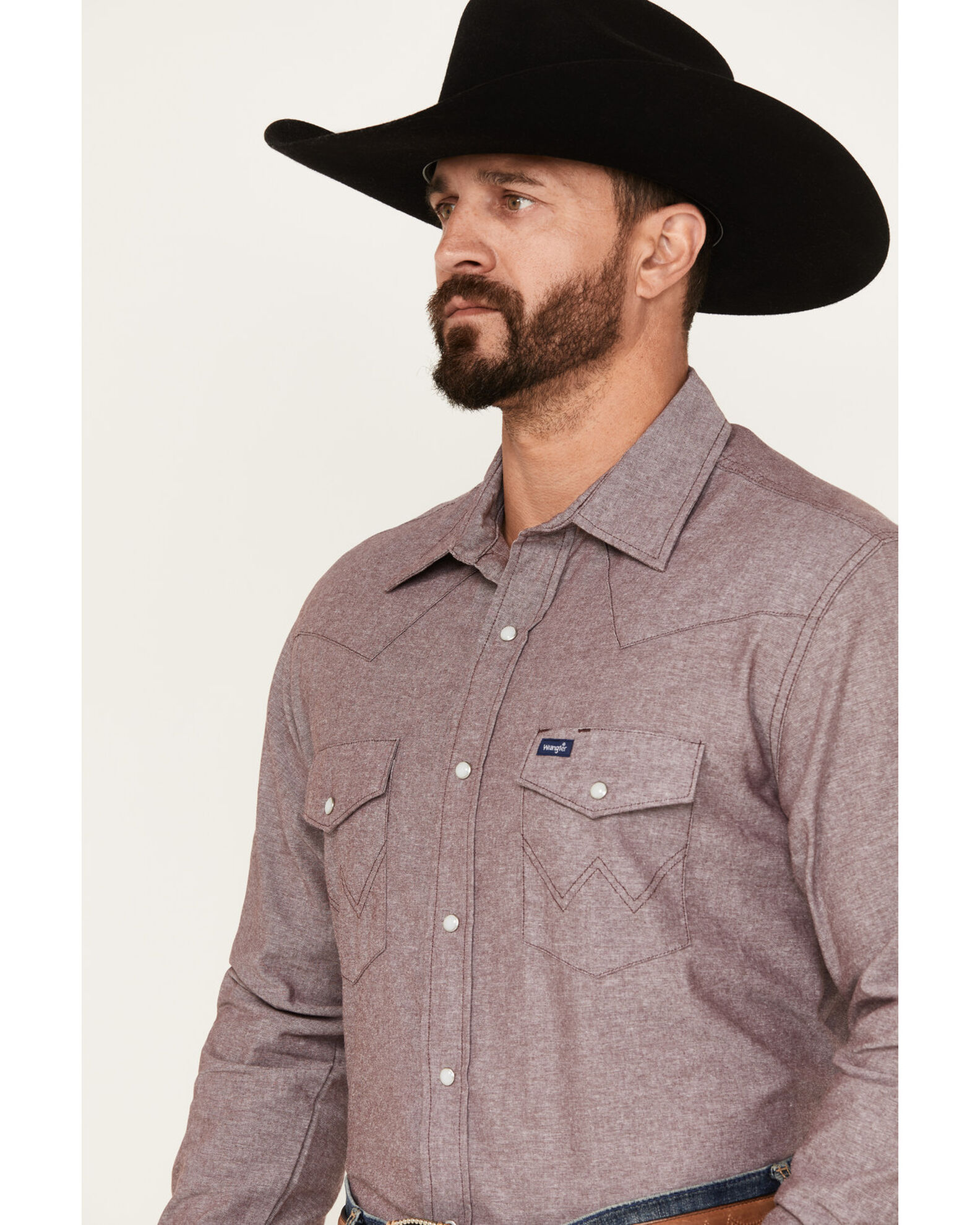 Wrangler Men's Chambray Long Sleeve Snap Western Work Shirt