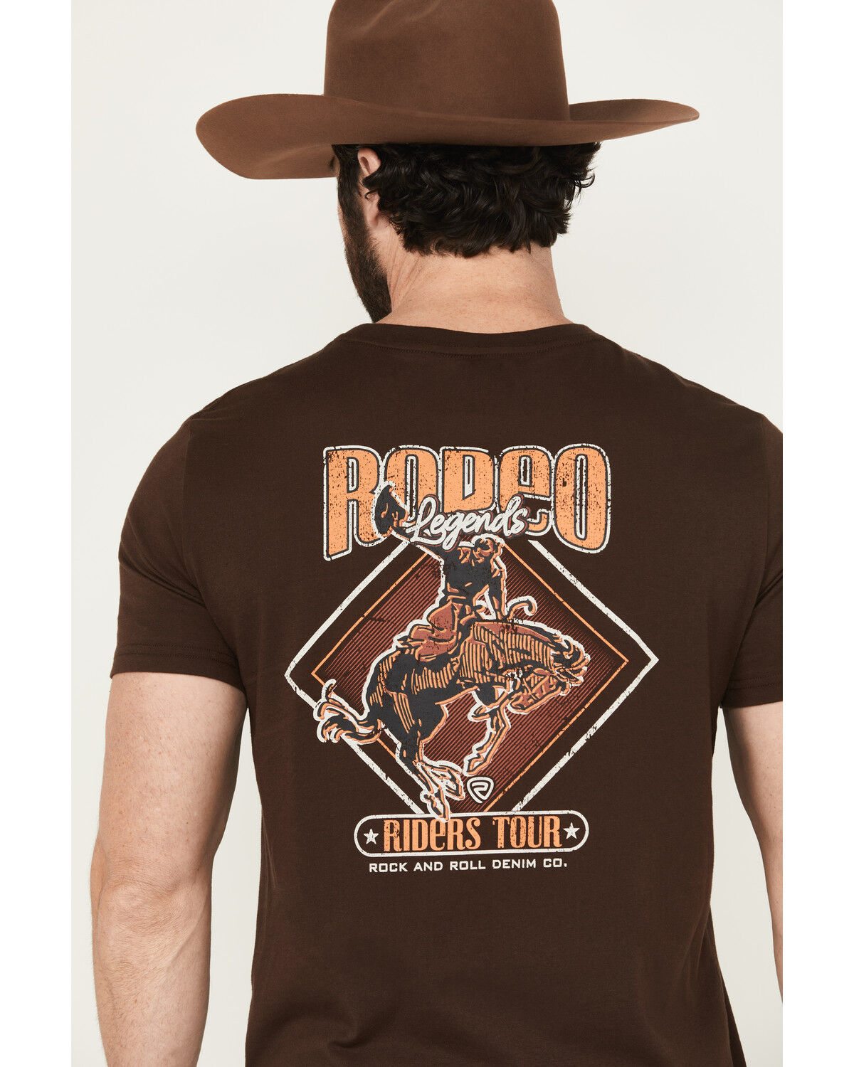 Image #4 - Rock & Roll Denim Men's Boot Barn Exclusive Bucking Bronco Short Sleeve Graphic T-Shirt, Chocolate, hi-res
