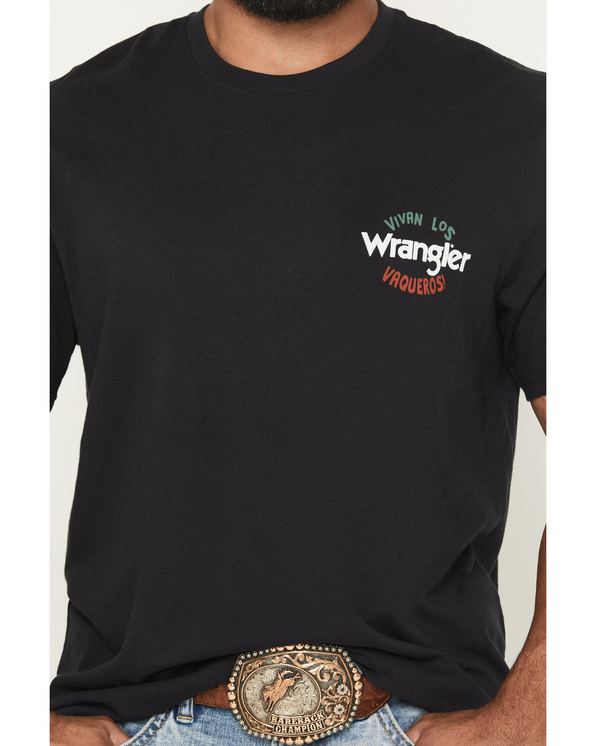 Image #3 - Wrangler Men's Vivan Los Vaqueros Short Sleeve Graphic T-Shirt, Black, hi-res