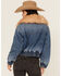 Image #4 - BLANKNYC Women's Fur Collar Denim Bomber Jacket, Medium Wash, hi-res