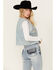 Image #4 - Miss Me Women's Denim Sequins Plaid Vest, Medium Blue, hi-res