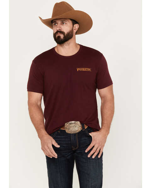 Pendleton Men's Tuscon Bison Short Sleeve Graphic T-Shirt, Maroon, hi-res