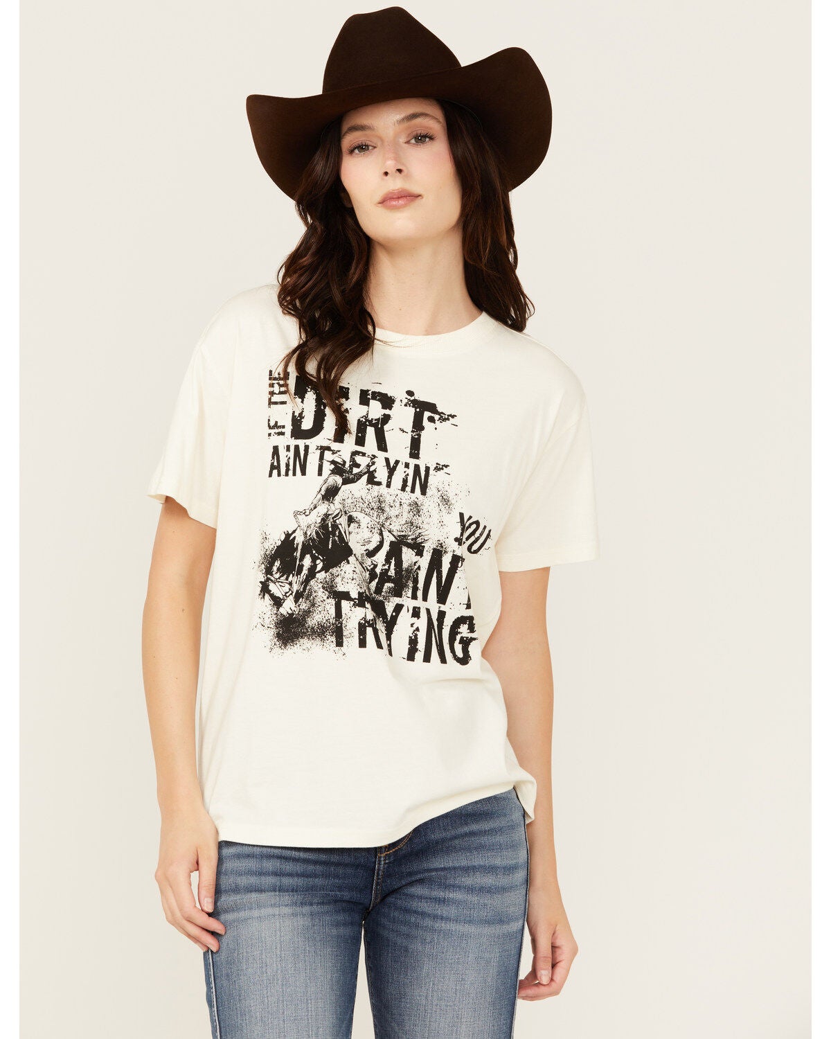 Shyanne Women's Dirt Flying Short Sleeve Graphic Tee, Off White, hi-res