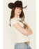 Shyanne Women's Just Ride Short Sleeve Girlfriend Crew Neck Graphic Tee, Cream, hi-res