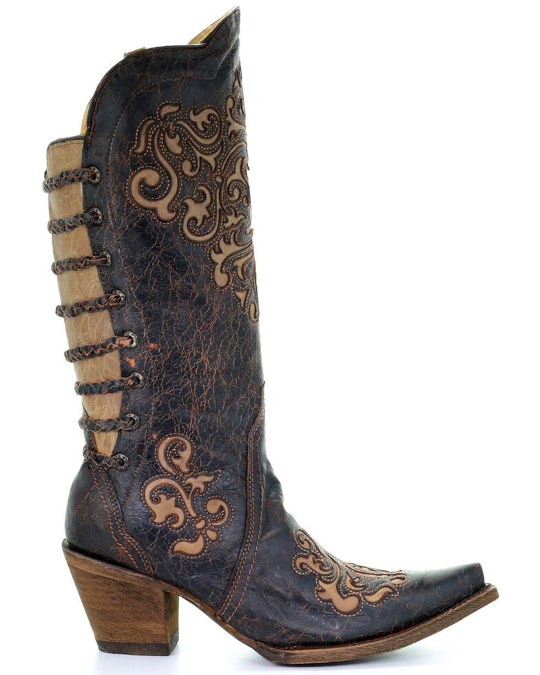 Corral Women's Inlay and Straps Cowgirl Boots Snip Toe Boot Barn