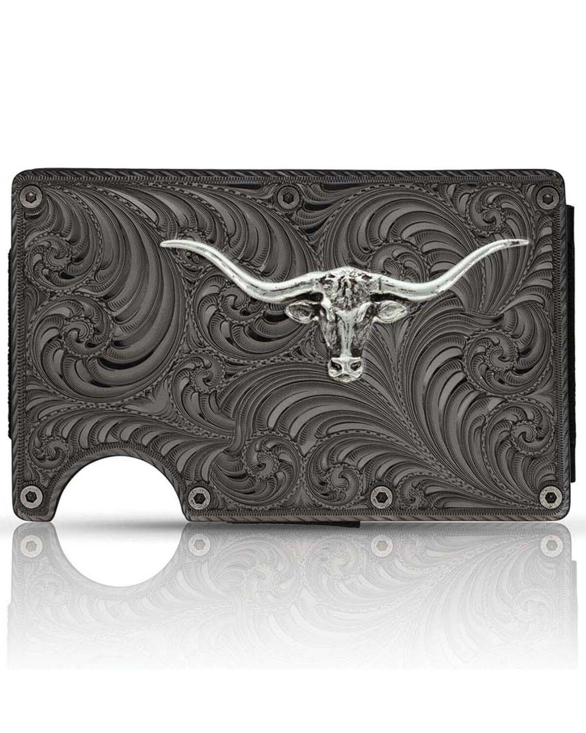 Montana Silversmiths Men's Montana Gunmetal Credit Card & Cash Case, Silver, hi-res