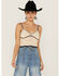 Flying Tomato Women's Contrast Knit Sweater Cami, Cream, hi-res