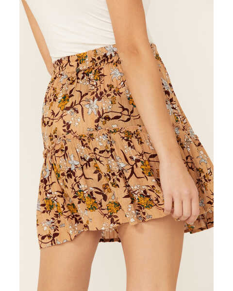 Image #3 - Z&L Women's Floral Tiered Mini Skirt , Gold, hi-res