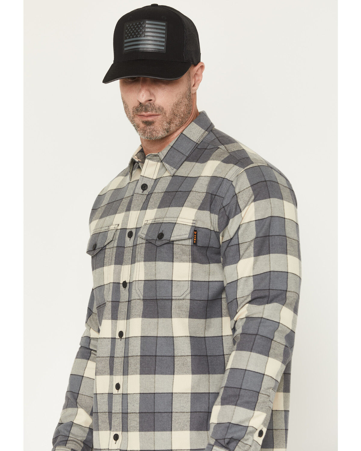 Image #2 - Hawx Men's Buffalo Plaid Print Long Sleeve Button-Down Flannel Shirt, Charcoal, hi-res