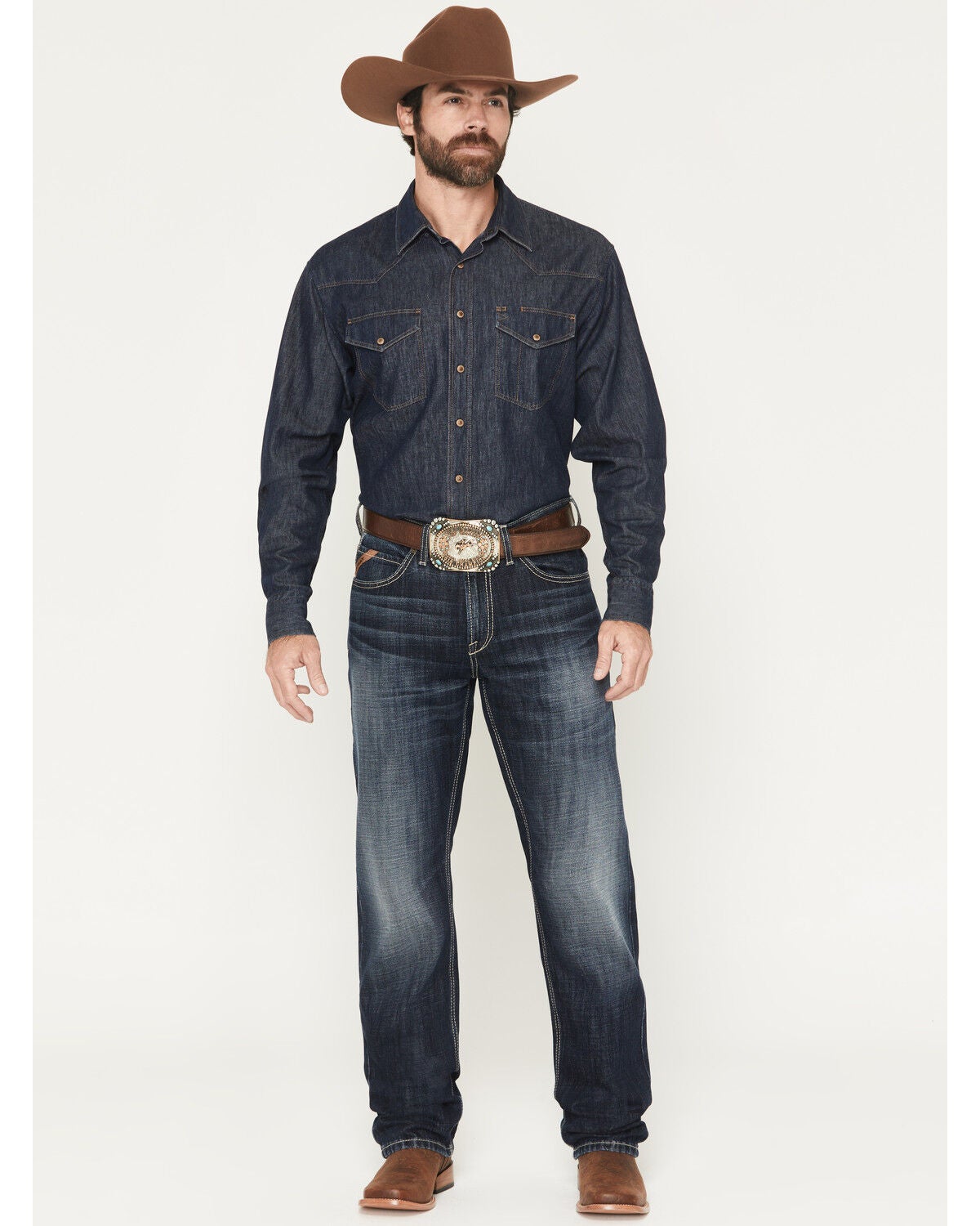 Ariat Men's M2 Declan Dark Wash Relaxed Bootcut Denim Jeans, Dark Wash, hi-res