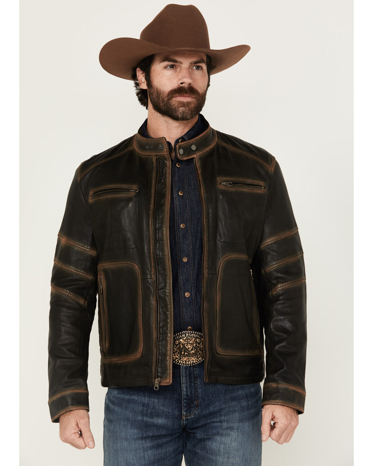 Scully Men's Leather Moto Jacket, Black, hi-res